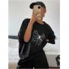 imageSOLY HUX Womens Y2k Oversized Graphic Tees Short Sleeve Drop Shoulder Bow Print Loose T Shirt TopsBlack Bow