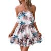 imageSOLY HUX Summer Dresses for Women Tropical Print Strapless Sleeveless Ruffle Hem Tube DressWhite Tropical Print