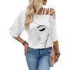 imageSOLY HUX Womens Figure Graphic Tees Criss Cross Cut Out Half Sleeve T Shirt Summer TopsWhite Figure