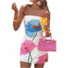 imageSOLY HUX Womens Floral Print Mini Tube Dress Strapless Sleeveless Bodycon DressesWhite Floral