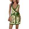 imageSOLY HUX Womens Floral Print Wrap Tie Side Dress Deep V Neck Spaghetti Strap Mini Beach Vacation DressesGreen Printed