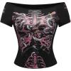 imageSOLY HUX Womens Goth T Shirts Off Shoulder Short Sleeve Graphic Tees Y2k Tight Fitted Crop TopsPink Black
