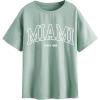 imageSOLY HUX Womens Graphic Oversized Tees Letter Print Summer Tops Vintage Half Sleeve Loose Casual T ShirtsMint Green Letter Graphic