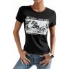 imageSOLY HUX Womens Graphic Tees Crop Fitted Tops Casual Summer Slogan Letter Print Short Sleeve T ShirtsBlack Graphic