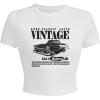 imageSOLY HUX Womens Graphic Tees Letter Car Print Crop Tops Short Sleeve Crew Neck Summer T ShirtWhite Letter