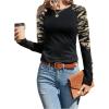 imageSOLY HUX Womens Leopard Print Long Sleeve Tee Round Neck Casual T Shirts TopsBlack Camo