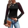 imageSOLY HUX Womens Leopard Print Long Sleeve Tee Round Neck Casual T Shirts TopsBlack Leopard Print