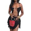 imageSOLY HUX Womens Mesh Cut Out Frill Trim Ruched Bodycon Cami Dress Ruffle Hem Party Club Mini DressesSolid Black