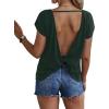 imageSOLY HUX Womens Open Back Short Sleeve Backless Tops Criss Cross Twist Tee Summer Sexy T ShirtPure Dark Green