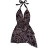 imageSOLY HUX Womens Sexy Leopard Print Halter V Neck Mini Dress Retro Backless Fitted Bodycon DressesMulti Leopard
