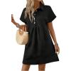 imageSOLY HUX Womens Shirt Dress Short Sleeve Collar Button Front Smock Short Dresses