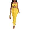 imageSOLY HUX Womens Twist Cut Out Bodycon Maxi Dress Strapless Sleeveless Tie Front Split Tube DressesSolid Yellow