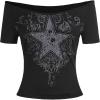 imageSOLY HUX Womens Y2k Graphic Tees Crop Tops Star Print Off Shoulder Short Sleeve T ShirtsBlack Star