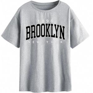 imageSOLY HUX Womens Graphic Oversized Tees Letter Print Summer Tops Vintage Half Sleeve Loose Casual T ShirtsLight Grey Bk