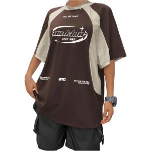 imageSOLY HUX Womens Graphic Tees Y2k Oversized T Shirt Jersey Streetwear Shirts Vintage Summer TopsBrown and Beige