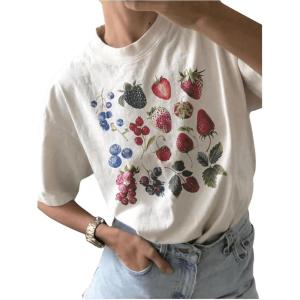 imageSOLY HUX Womens Y2k Graphic Tees Crew Neck Short Sleeve Casual T Shirt TopsWhite Strawberry