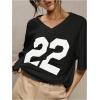 imageSOLY HUX 2024 Jersey Shirts for Women Number Graphic T Shirt V Neck Half Sleeve Oversized Tees Summer Streetwear TopsBlack Letter
