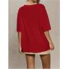 imageSOLY HUX 2024 Jersey Shirts for Women Number Graphic T Shirt V Neck Half Sleeve Oversized Tees Summer Streetwear TopsRed Letter