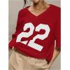 imageSOLY HUX 2024 Jersey Shirts for Women Number Graphic T Shirt V Neck Half Sleeve Oversized Tees Summer Streetwear TopsRed Letter