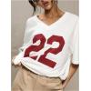 imageSOLY HUX 2024 Jersey Shirts for Women Number Graphic T Shirt V Neck Half Sleeve Oversized Tees Summer Streetwear TopsWhite Letter