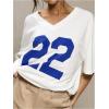 imageSOLY HUX 2024 Jersey Shirts for Women Number Graphic T Shirt V Neck Half Sleeve Oversized Tees Summer Streetwear TopsWhite Letter Print