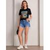 imageSOLY HUX Womens Car ampamp Letter Graphic Print TShirt Casual Summer Short Sleeve TopBlack Letter Printed Graphic
