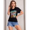 imageSOLY HUX Womens Car ampamp Letter Graphic Print TShirt Casual Summer Short Sleeve TopBlack Letter Printed Graphic