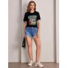 imageSOLY HUX Womens Car ampamp Letter Graphic Print TShirt Casual Summer Short Sleeve TopBlack Letter Printed Graphic