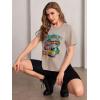 imageSOLY HUX Womens Car ampamp Letter Graphic Print TShirt Casual Summer Short Sleeve TopKhaki Letter Printed Graphic