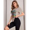 imageSOLY HUX Womens Car ampamp Letter Graphic Print TShirt Casual Summer Short Sleeve TopKhaki Letter Printed Graphic