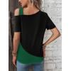 imageSOLY HUX Womens Color Block Tee Cold Shoulder Short Sleeve T Shirts TopsBlack and Green
