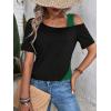 imageSOLY HUX Womens Color Block Tee Cold Shoulder Short Sleeve T Shirts TopsBlack and Green