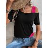 imageSOLY HUX Womens Color Block Tee Cold Shoulder Short Sleeve T Shirts TopsBlack and Hotpink