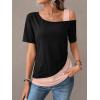 imageSOLY HUX Womens Color Block Tee Cold Shoulder Short Sleeve T Shirts TopsBlack and Pink