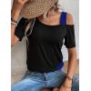imageSOLY HUX Womens Color Block Tee Cold Shoulder Short Sleeve T Shirts TopsBlack and Royal Blue