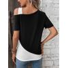 imageSOLY HUX Womens Color Block Tee Cold Shoulder Short Sleeve T Shirts TopsBlack and White