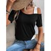 imageSOLY HUX Womens Color Block Tee Cold Shoulder Short Sleeve T Shirts TopsBlack and White