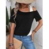 imageSOLY HUX Womens Color Block Tee Cold Shoulder Short Sleeve T Shirts TopsBlack and White