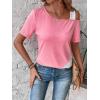 imageSOLY HUX Womens Color Block Tee Cold Shoulder Short Sleeve T Shirts TopsPink and White
