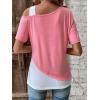 imageSOLY HUX Womens Color Block Tee Cold Shoulder Short Sleeve T Shirts TopsPink and White
