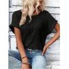 imageSOLY HUX Womens Contrast Lace T Shirt Short Sleeve Round Neck Casual Tee TopsPlain Black