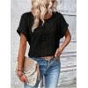 imageSOLY HUX Womens Contrast Lace T Shirt Short Sleeve Round Neck Casual Tee TopsPlain Black