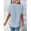 imageSOLY HUX Womens Contrast Lace T Shirt Short Sleeve Round Neck Casual Tee TopsPlain Dusty Blue