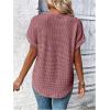 imageSOLY HUX Womens Contrast Lace T Shirt Short Sleeve Round Neck Casual Tee TopsPlain Dusty Pink
