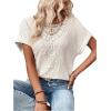 imageSOLY HUX Womens Contrast Lace T Shirt Short Sleeve Round Neck Casual Tee TopsSolid Apricot