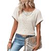 imageSOLY HUX Womens Contrast Lace T Shirt Short Sleeve Round Neck Casual Tee TopsSolid Apricot