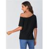 imageSOLY HUX Womens Cut Out Off Shoulder T Shirt Short Sleeve Rhinestone Tee TopsSolid Black