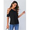 imageSOLY HUX Womens Cut Out Off Shoulder T Shirt Short Sleeve Rhinestone Tee TopsSolid Black