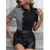 imageSOLY HUX Womens Elegant TShirts Short Sleeve Crew Neck Casual Business Tee Houndstooth TopsBlack and White
