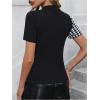 imageSOLY HUX Womens Elegant TShirts Short Sleeve Crew Neck Casual Business Tee Houndstooth TopsBlack and White